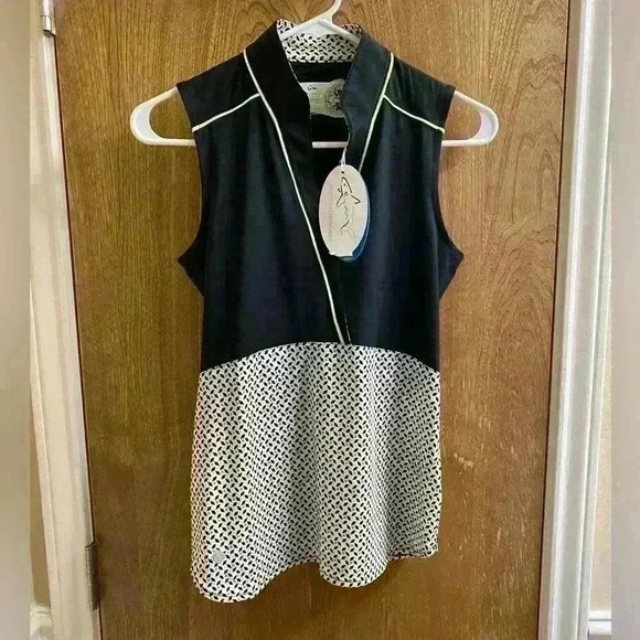 Greg Norman Women’s Golf Shirt XS Black with Patterns Special PGA Patch on Back - Picture 2 of 9